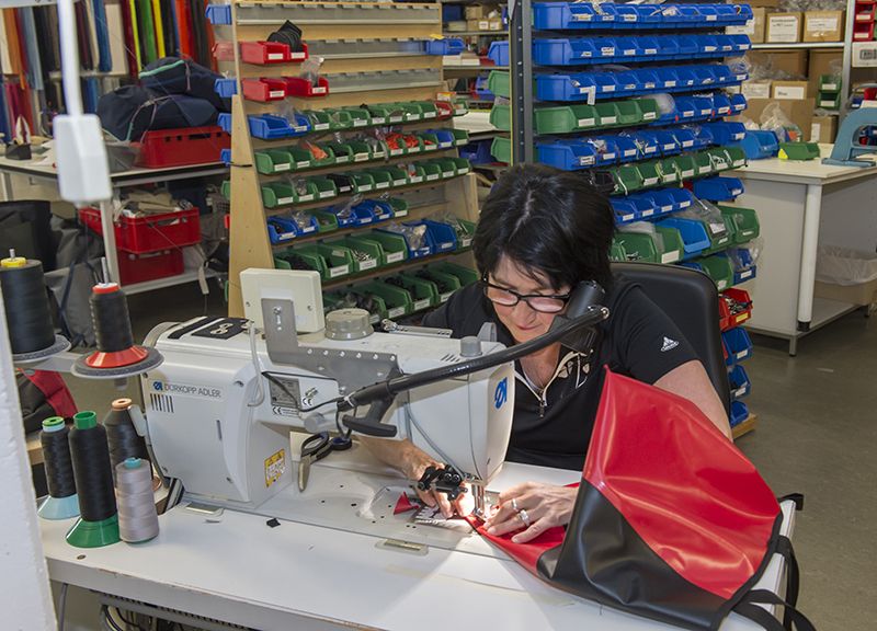 Claudia Reimann is responsible for patterning and production in the Upcycling Workshop. Image: VAUDE 