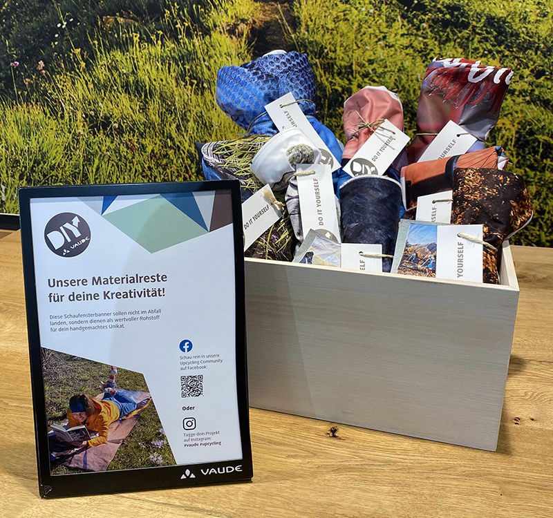 Upcycling aus Materialresten in unseren VAUDE Stores