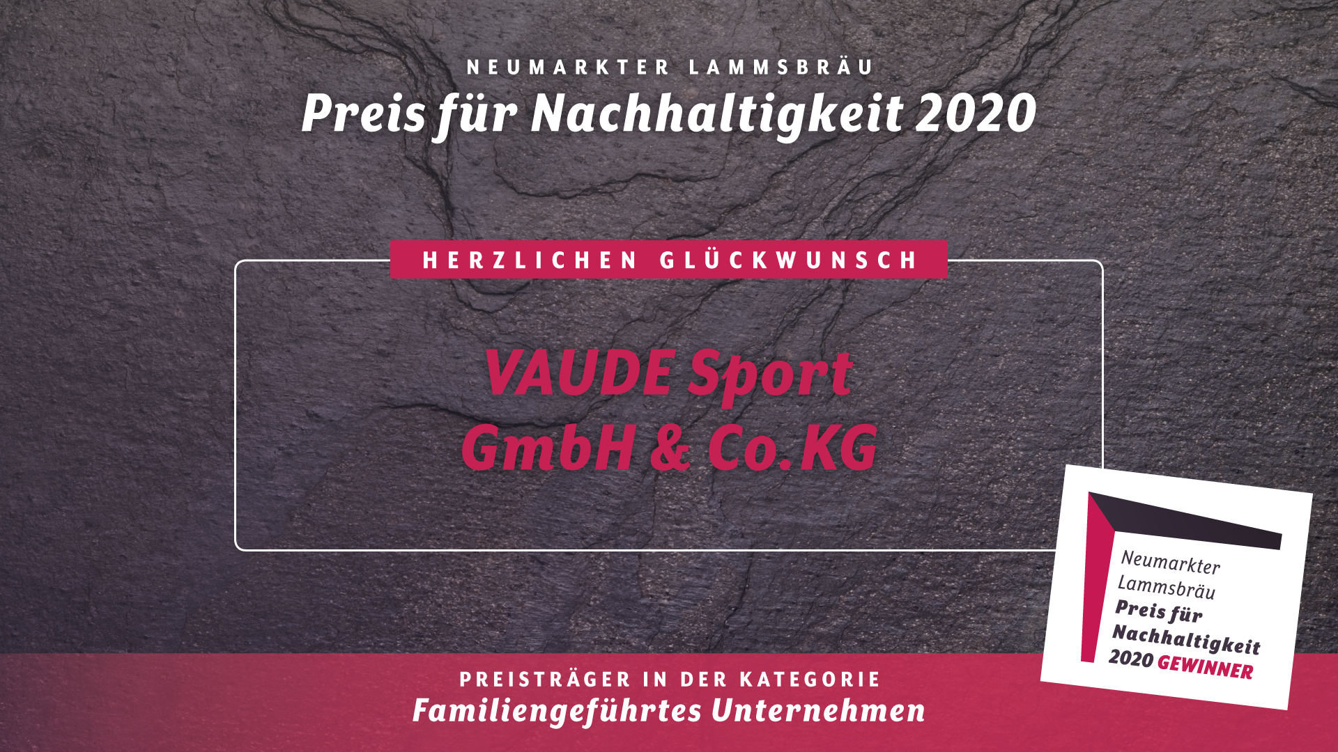 Neumarkter Lammsbräu Preis für Nachhaltigkeit 2020