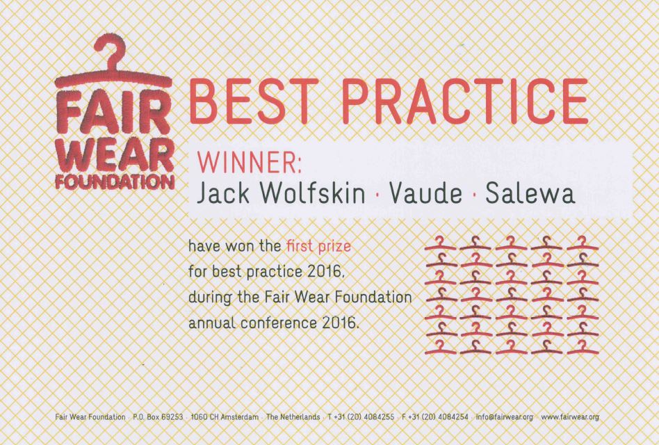 Best Practice Award - Fair Wear Foundation